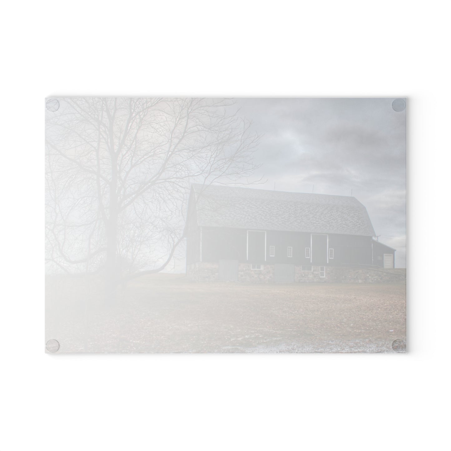 U R There Photography Attica Road Black Rustic Farmhouse Tempered-Glass Cutting Board