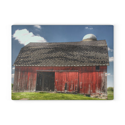 U R There Photography Hollenbeck Road Red III Rustic Farmhouse Tempered-Glass Cutting Board