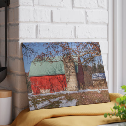 U R There Photography Webster Road Red II Rustic Farmhouse Tempered-Glass Cutting Board
