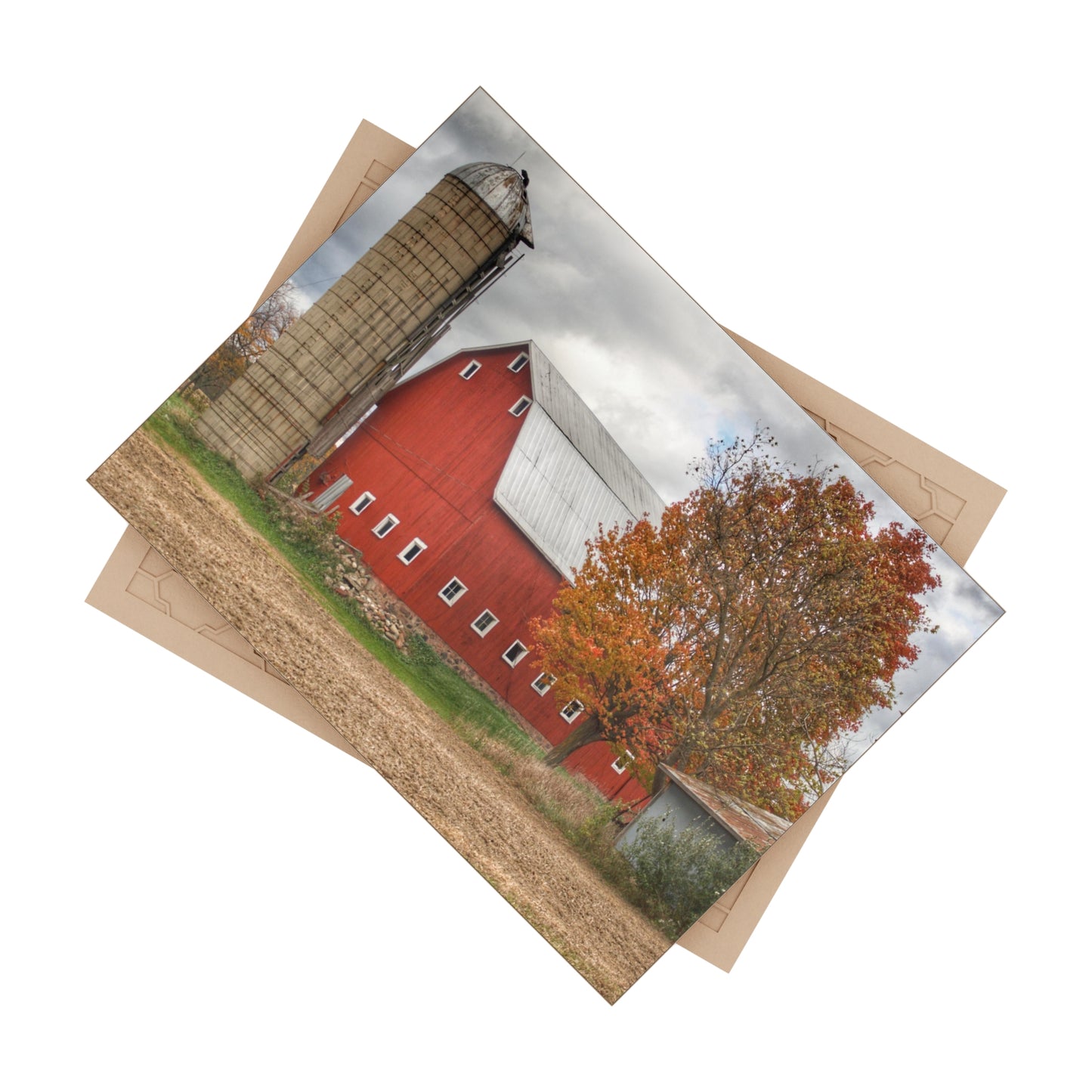 U R There Photography Brigham Road Red Rustic Farmhouse Decorative Ceramic Tile 6" × 8" Glossy