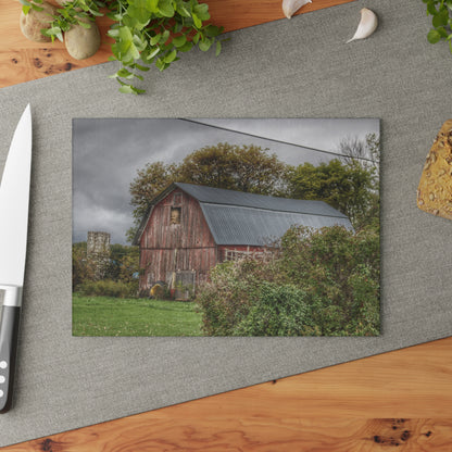 U R There Photography North Clio Road Red Rustic Farmhouse Tempered-Glass Cutting Board