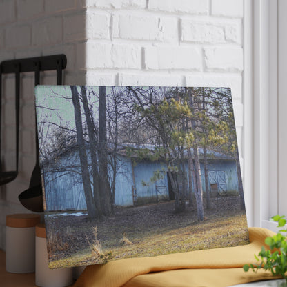 U R There Photography Hickory Lane Grey Rustic Farmhouse Tempered-Glass Cutting Board