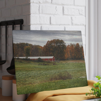 U R There Photography Bronson Lake Hidden Red I Rustic Farmhouse Tempered-Glass Cutting Board