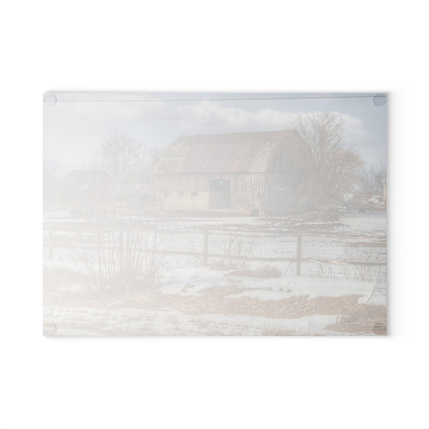 U R There Photography Babcock Road Red Rustic Farmhouse Tempered-Glass Cutting Board