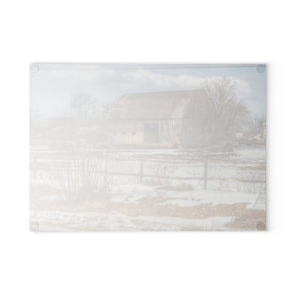 U R There Photography Babcock Road Red Rustic Farmhouse Tempered-Glass Cutting Board