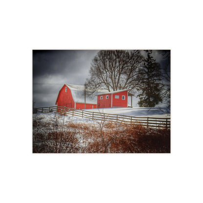 U R There Photography Catlin Red and Fence I Rustic Farmhouse Decorative Ceramic Tile