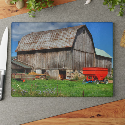 U R There Photography Kings Mill Grey Rustic Farmhouse Tempered-Glass Cutting Board