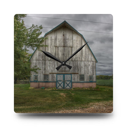 U R There Photography Bristol Road White I Rustic Farmhouse Acrylic Analog Wall Clock
