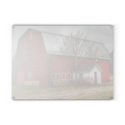 U R There Photography Bray Road Red II Rustic Farmhouse Tempered-Glass Cutting Board