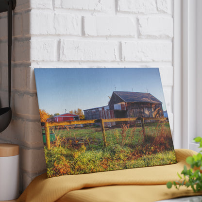 U R There Photography Hunters Creek Grey Saltbox Rustic Farmhouse Tempered-Glass Cutting Board