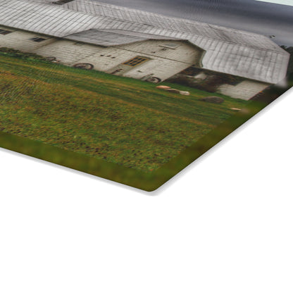 U R There Photography Milliman Road White Rustic Farmhouse Tempered-Glass Cutting Board