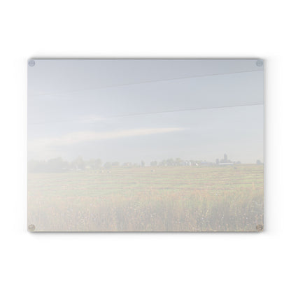 U R There Photography Farm Across the Field Rustic Farmhouse Tempered-Glass Cutting Board