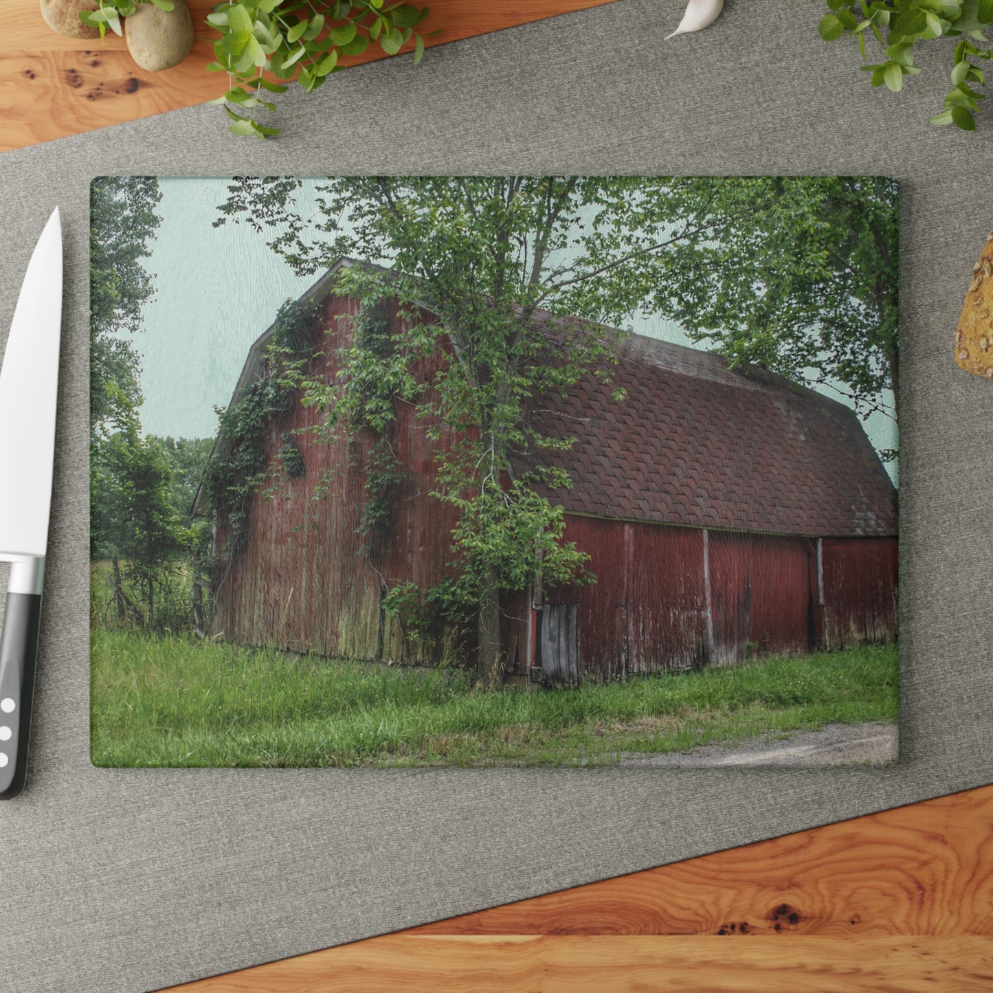U R There Photography West Murphy Lake Red Rustic Farmhouse Tempered-Glass Cutting Board