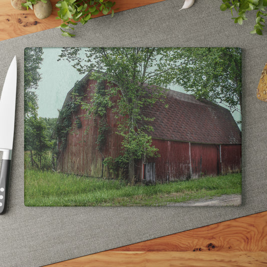 U R There Photography West Murphy Lake Red Rustic Farmhouse Tempered-Glass Cutting Board