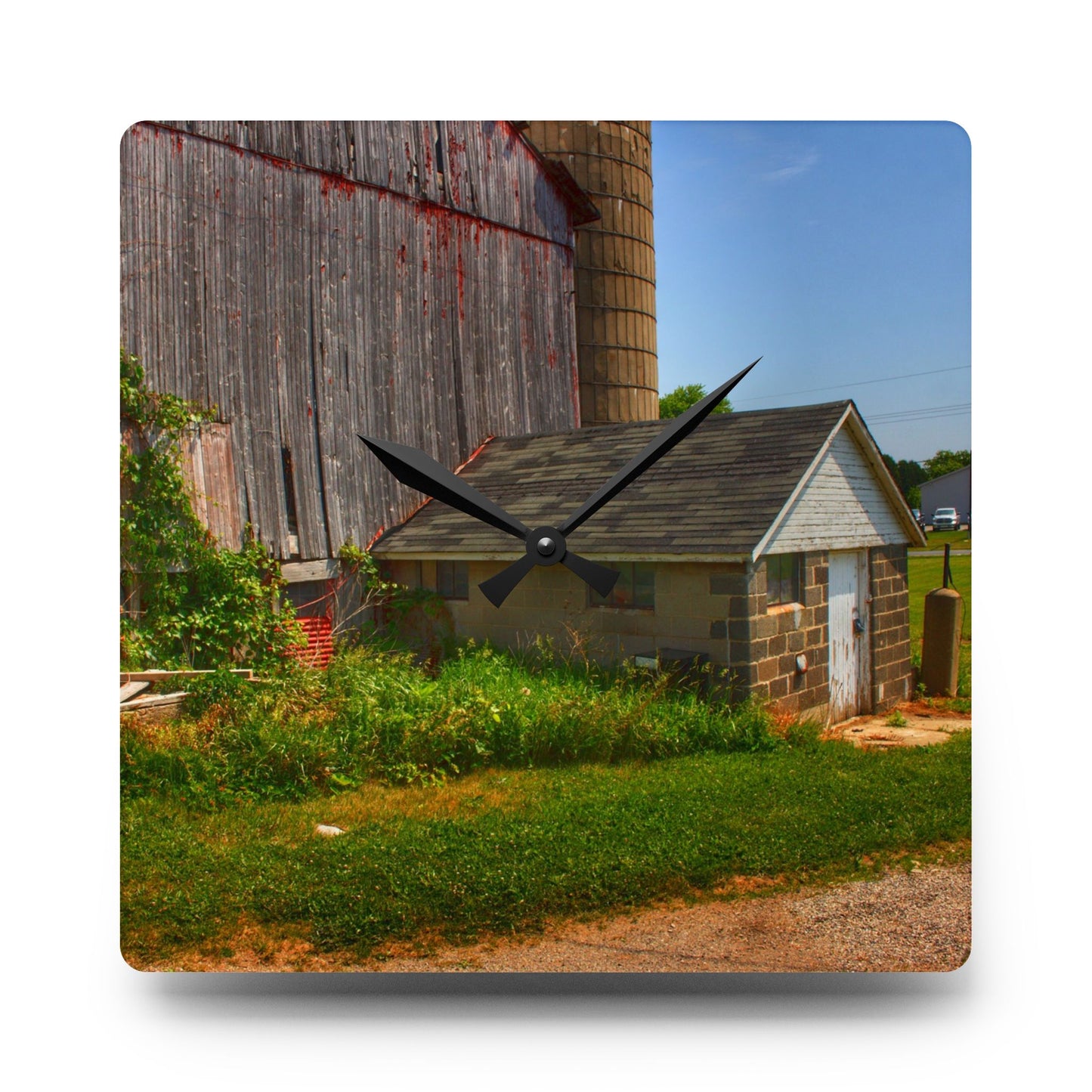 U R There Photography Marlette Red V Rustic Farmhouse Acrylic Analog Wall Clock