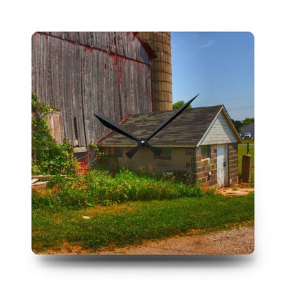 U R There Photography Marlette Red V Rustic Farmhouse Acrylic Analog Wall Clock