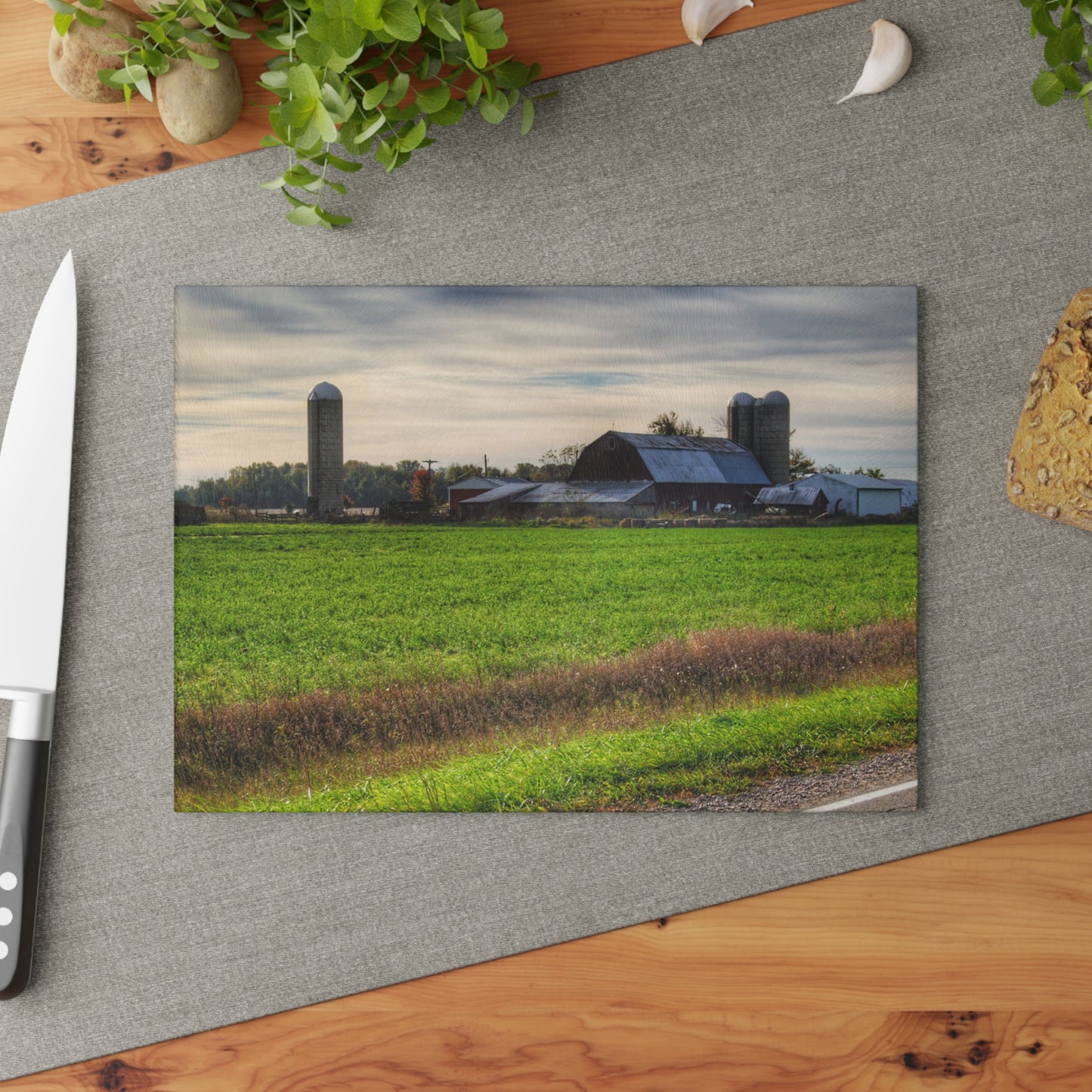 U R There Photography Shepard Road Farm I Rustic Farmhouse Tempered-Glass Cutting Board