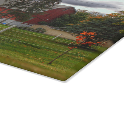 U R There Photography Farnsworth Road Red I Rustic Farmhouse Tempered-Glass Cutting Board