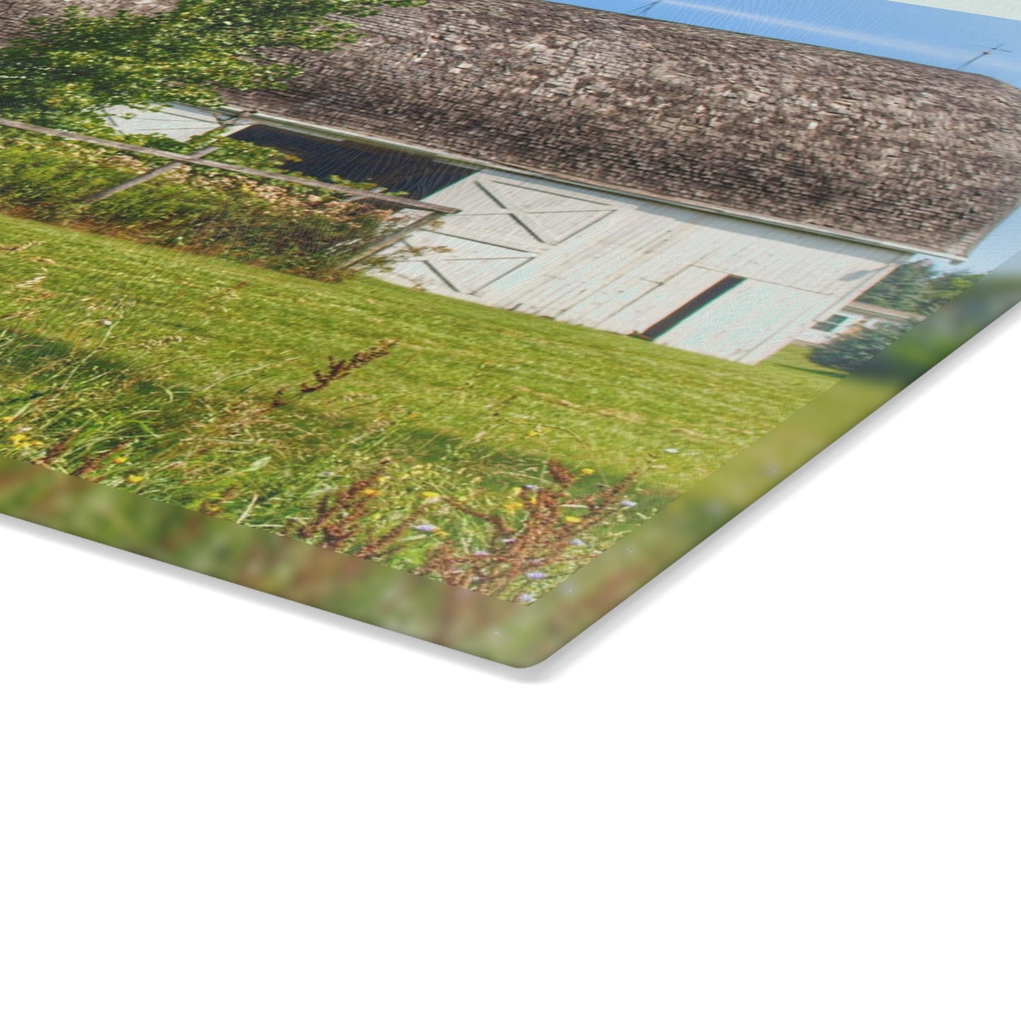 U R There Photography Country White Rustic Farmhouse Tempered-Glass Cutting Board