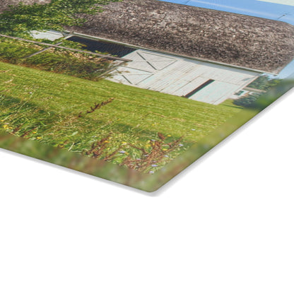 U R There Photography Country White Rustic Farmhouse Tempered-Glass Cutting Board