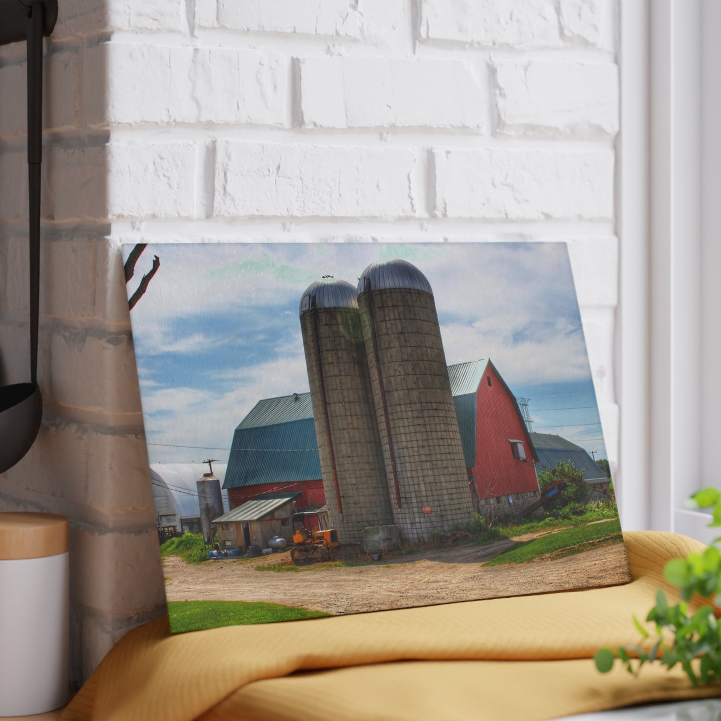 U R There Photography South Washburn Red Rustic Farmhouse Tempered-Glass Cutting Board