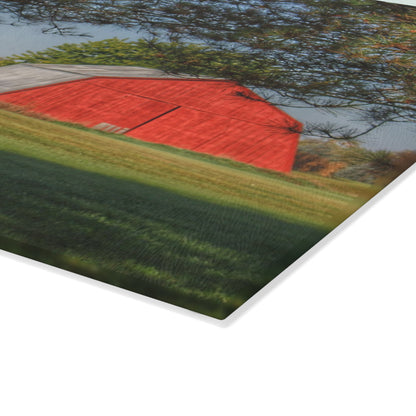 U R There Photography Peppermill Road Hidden Red Rustic Farmhouse Tempered-Glass Cutting Board