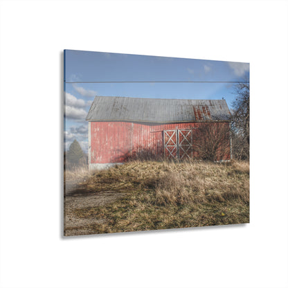 U R There Photography Lapeer Road Crooked Red Rustic Farmhouse Acrylic Wall Print