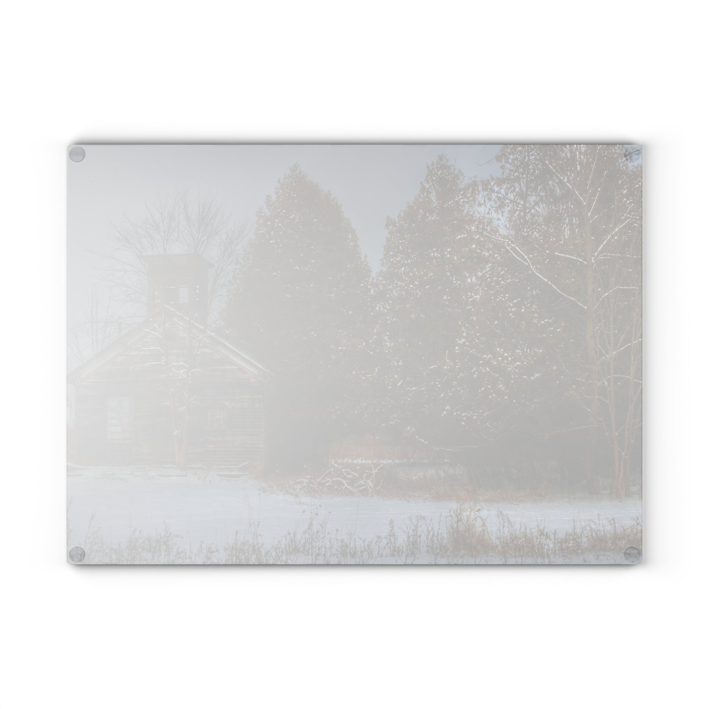 U R There Photography Vermilya Schoolhouse I Rustic Farmhouse Tempered-Glass Cutting Board