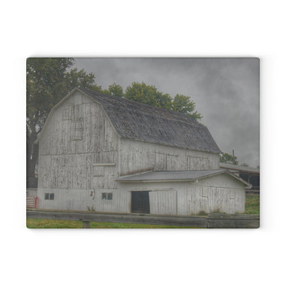 U R There Photography Columbiaville White Rustic Farmhouse Tempered-Glass Cutting Board