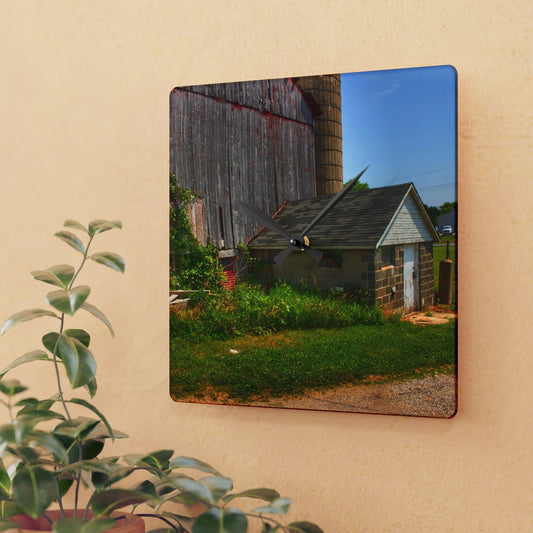 U R There Photography Marlette Red V Rustic Farmhouse Acrylic Analog Wall Clock