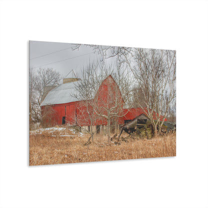 U R There Photography North Five Lakes Road Red Rustic Farmhouse Acrylic Wall Print