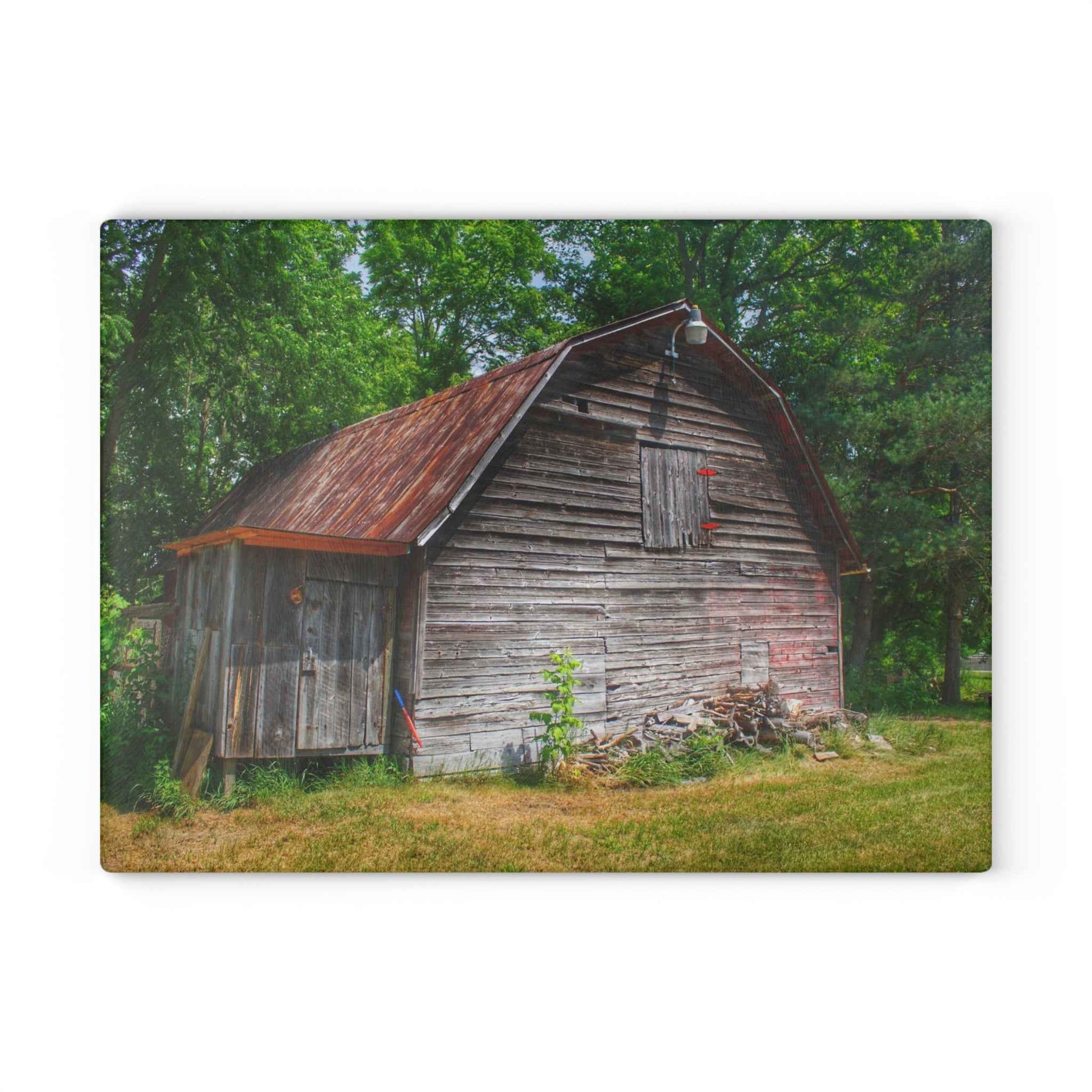 U R There Photography Roadside Grey Rustic Farmhouse Tempered-Glass Cutting Board