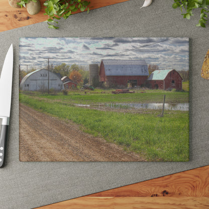 U R There Photography McDowell Road Reds II Rustic Farmhouse Tempered-Glass Cutting Board