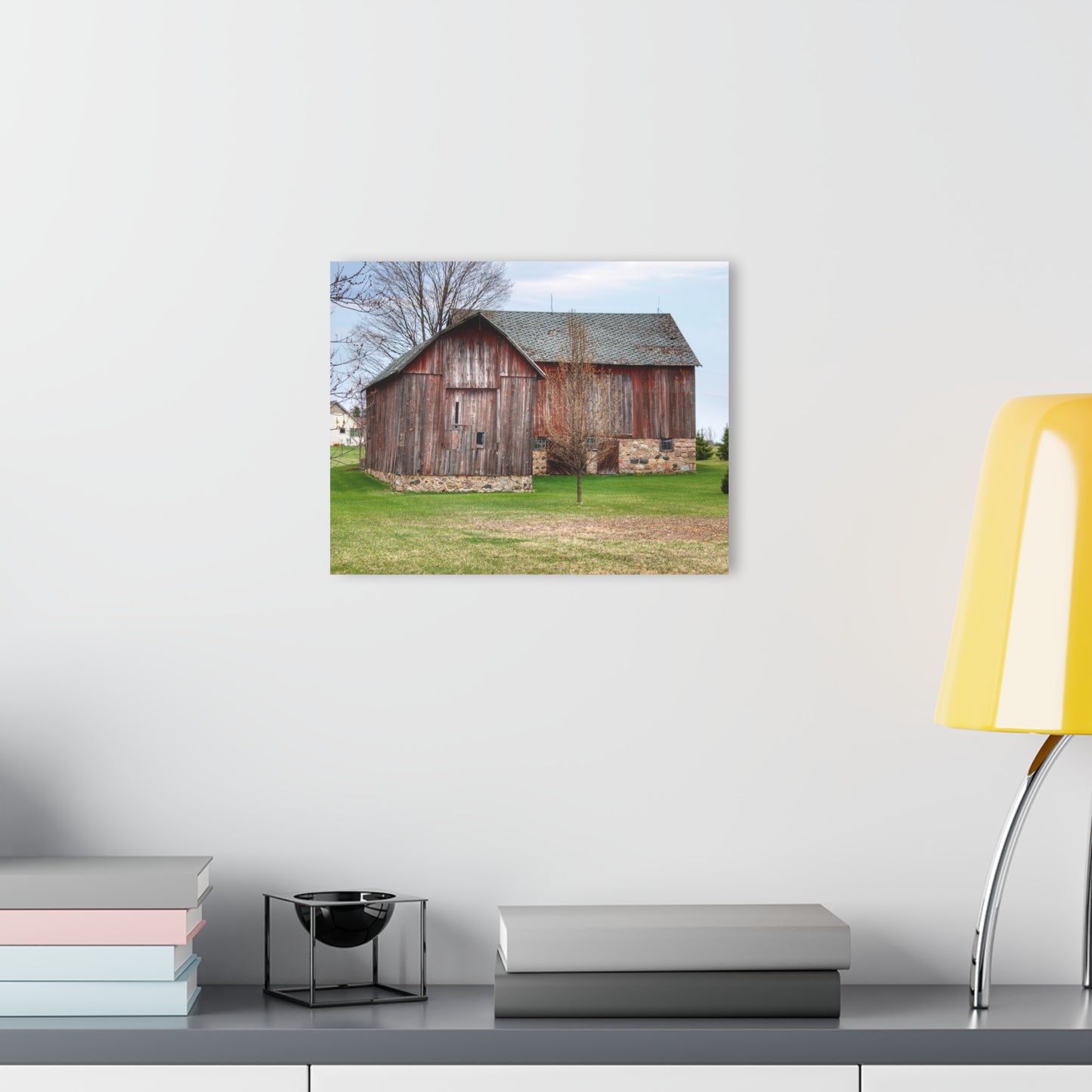 U R There Photography Millington Road Stone Grey Rustic Farmhouse Acrylic Wall Print