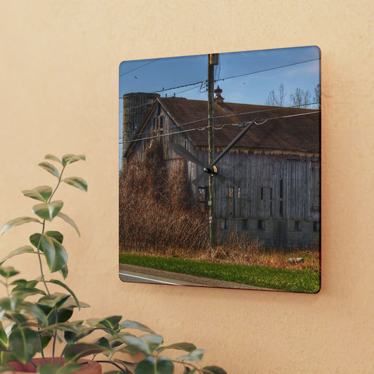 U R There Photography Metamora M-24 Grey III Rustic Farmhouse Acrylic Analog Wall Clock