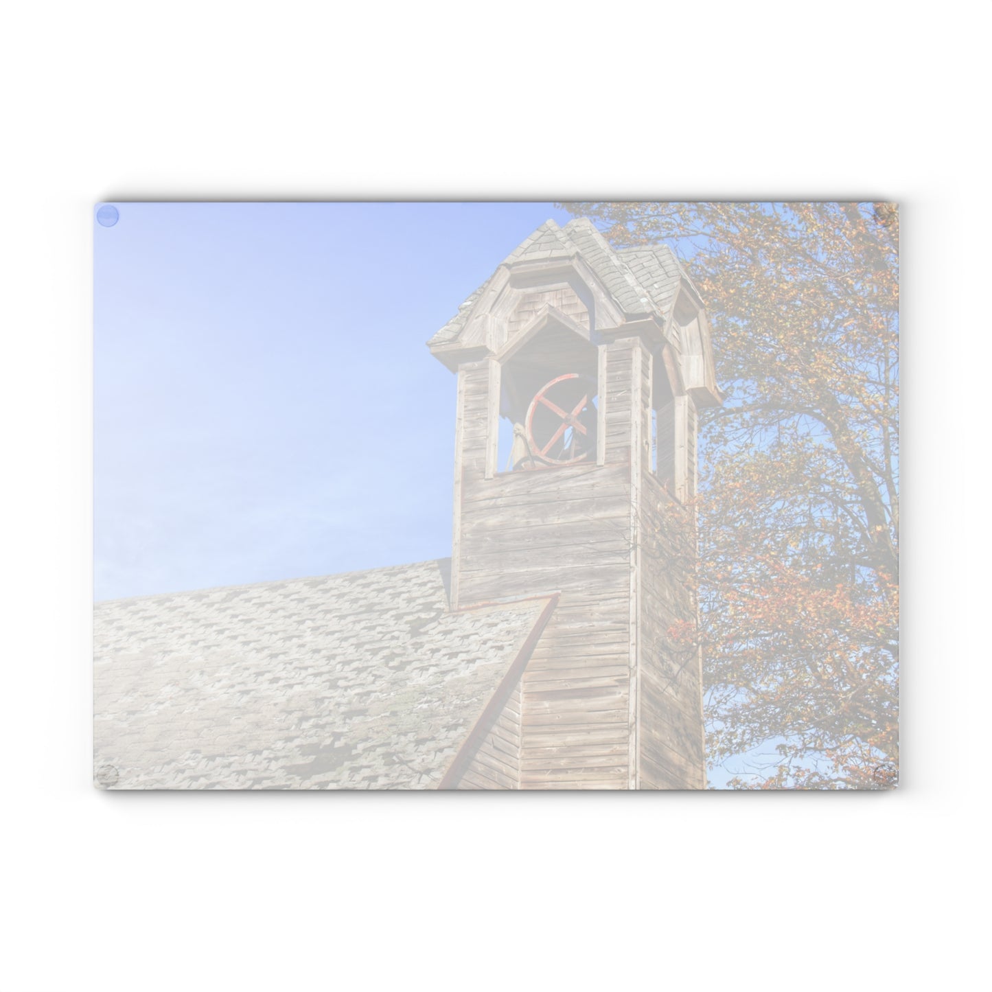 U R There Photography Schoolhouse of Marlette Road II Rustic Farmhouse Tempered-Glass Cutting Board