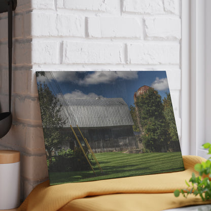 U R There Photography Ludwig Road Summer Grey and Silo Rustic Farmhouse Tempered-Glass Cutting Board