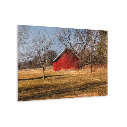 U R There Photography Romeo Plank Little Red Rustic Farmhouse Acrylic Analog Wall Clock