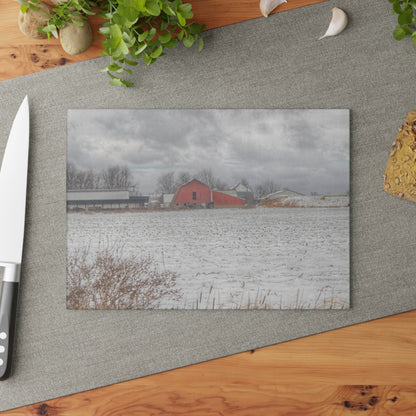 U R There Photography Maple Valley Road Red II Rustic Farmhouse Tempered-Glass Cutting Board