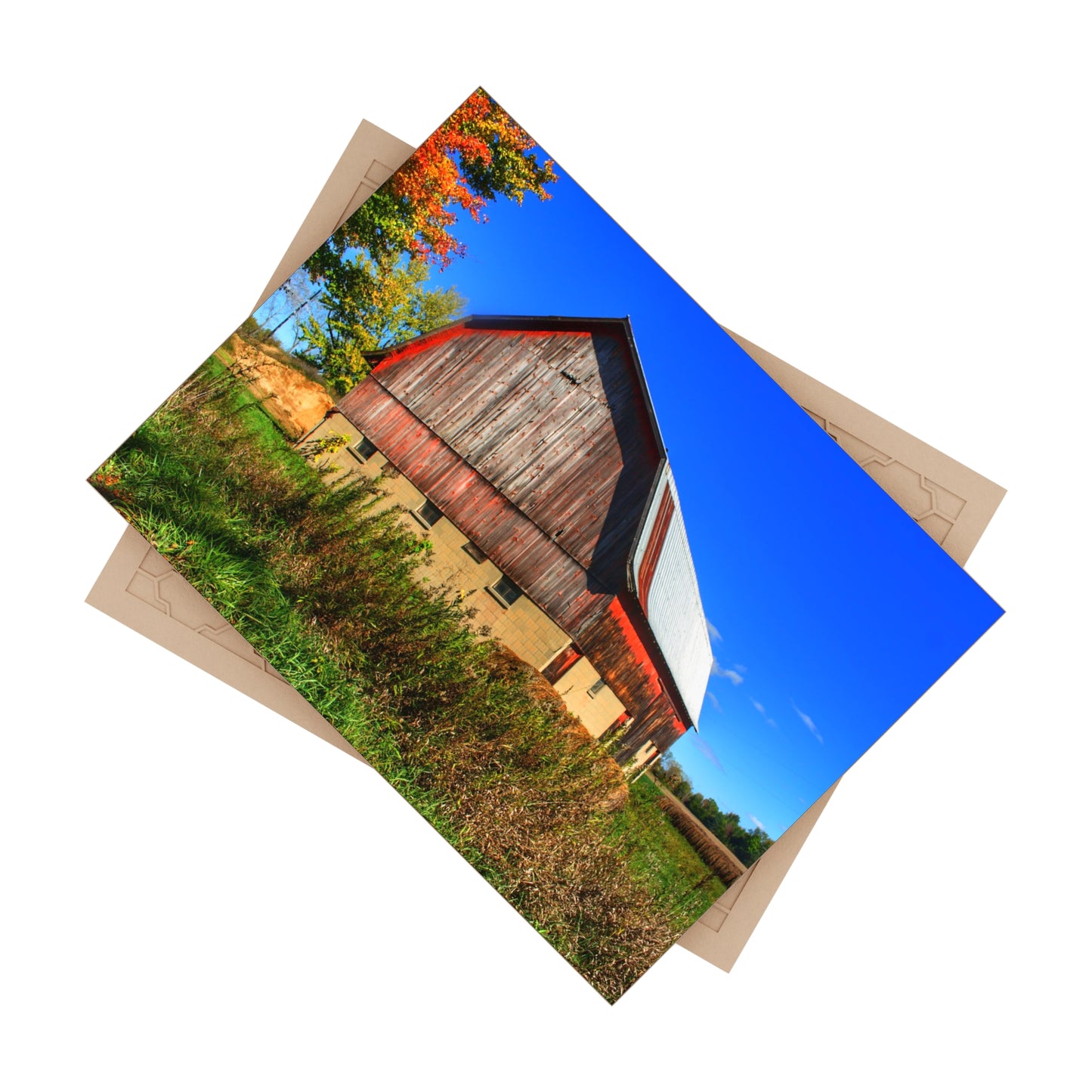 U R There Photography Byington Road Red II Rustic Farmhouse Decorative Ceramic Tile