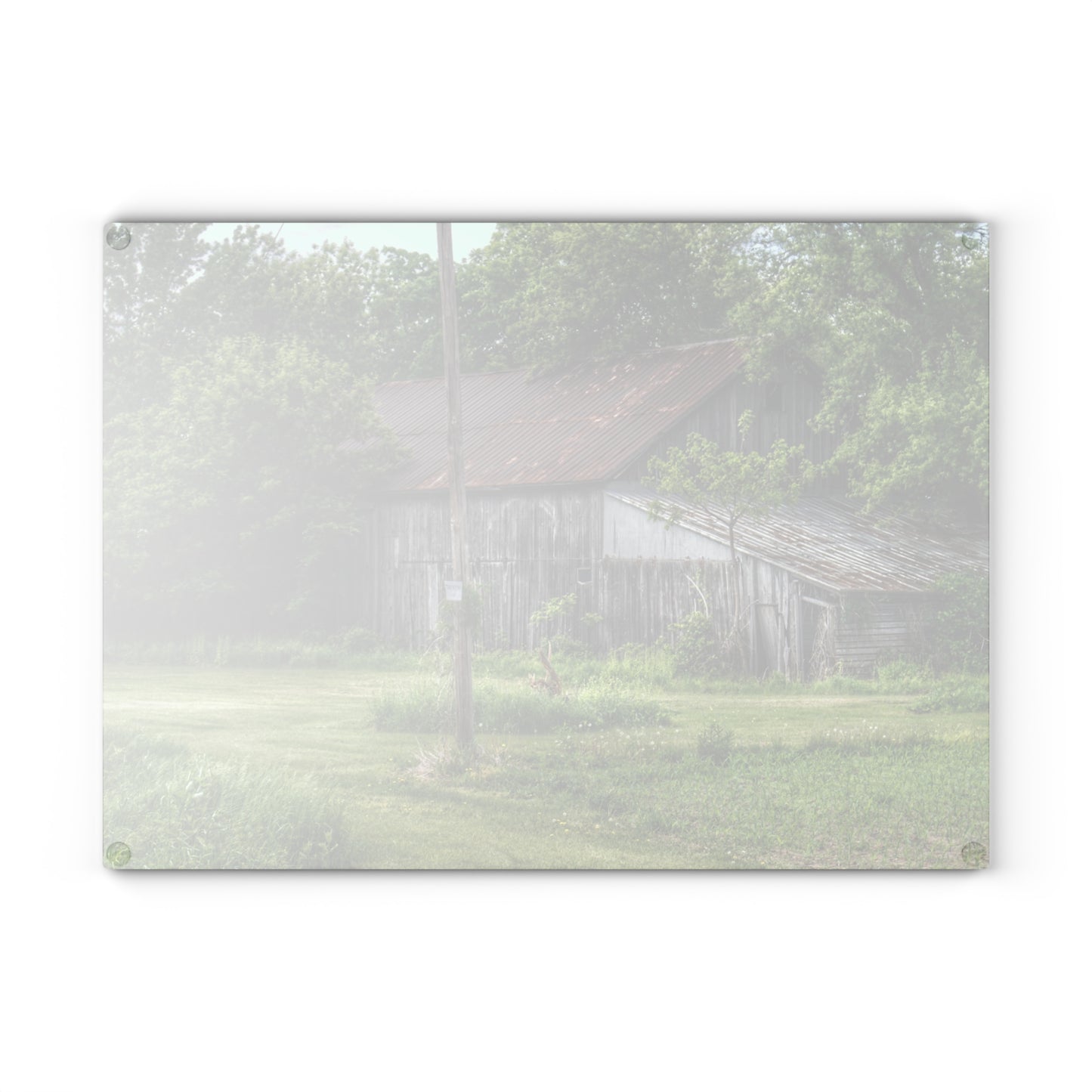 U R There Photography Frankenmuth Grey Saltbox Rustic Farmhouse Tempered-Glass Cutting Board