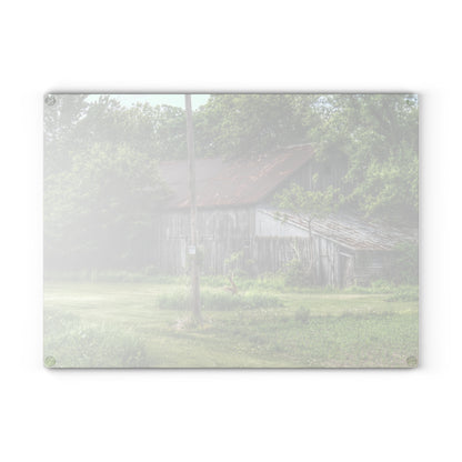 U R There Photography Frankenmuth Grey Saltbox Rustic Farmhouse Tempered-Glass Cutting Board