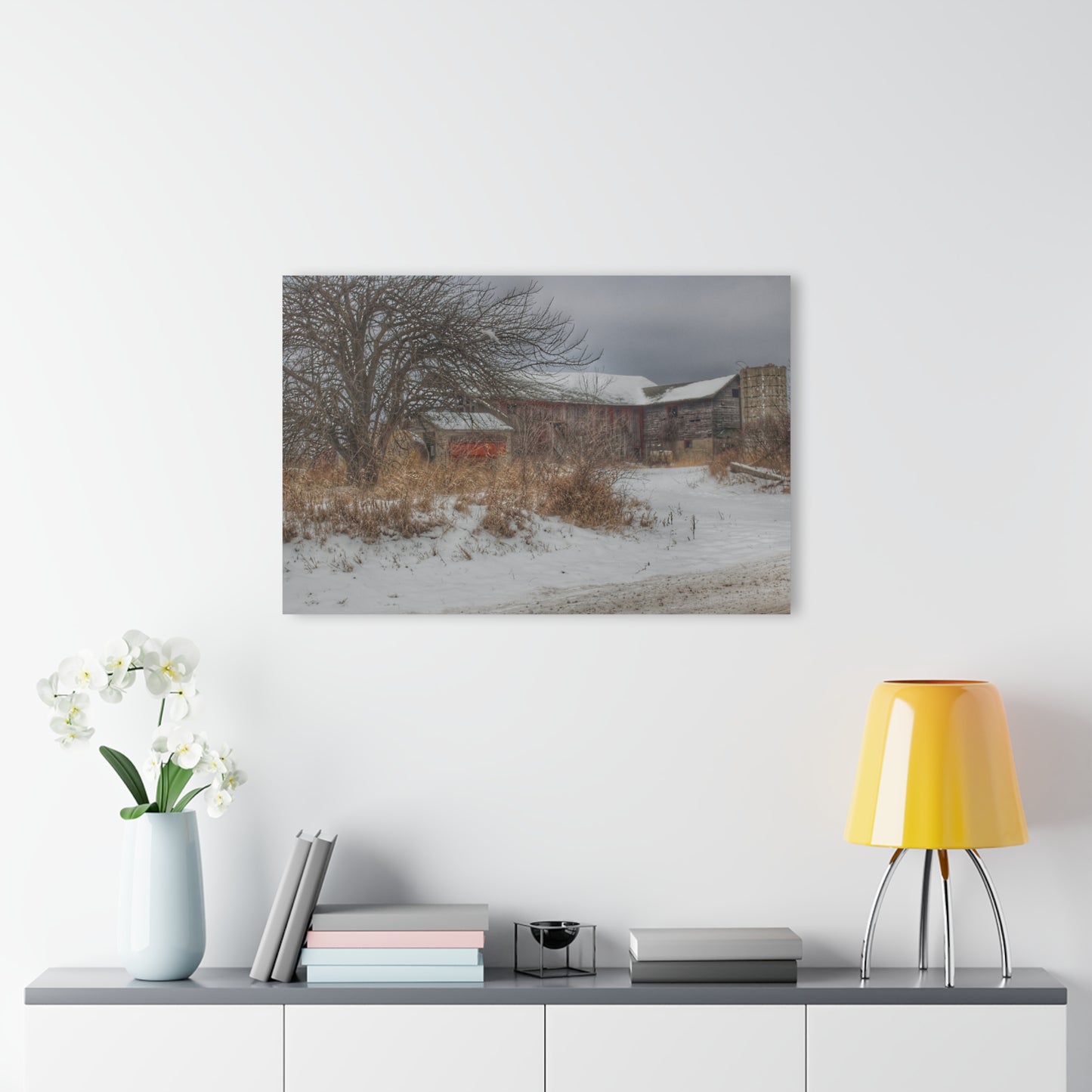 U R There Photography Midwinter Red Rustic Farmhouse Acrylic Wall Print