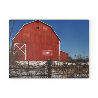 U R There Photography Vassar Red Wild Rustic Farmhouse Tempered-Glass Cutting Board