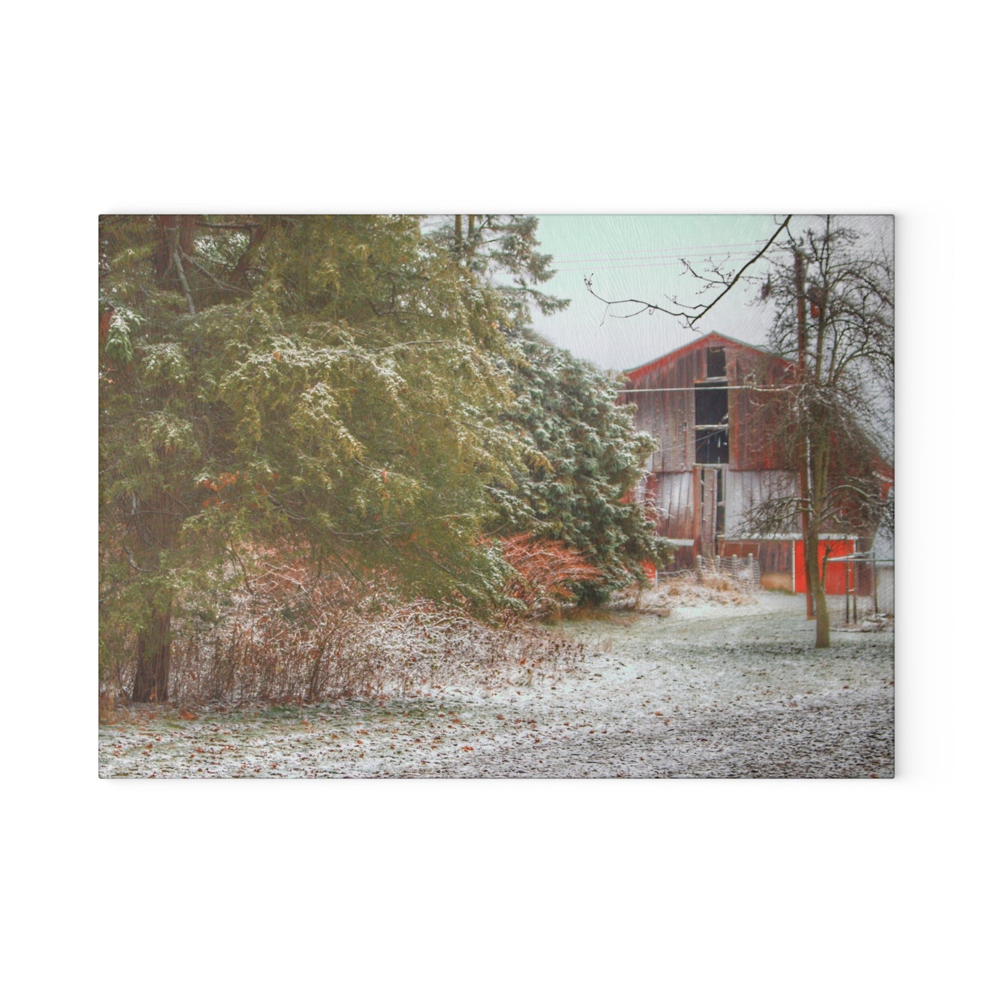 U R There Photography Lum Hidden Red Rustic Farmhouse Tempered-Glass Cutting Board