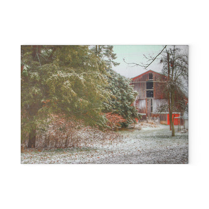 U R There Photography Lum Hidden Red Rustic Farmhouse Tempered-Glass Cutting Board