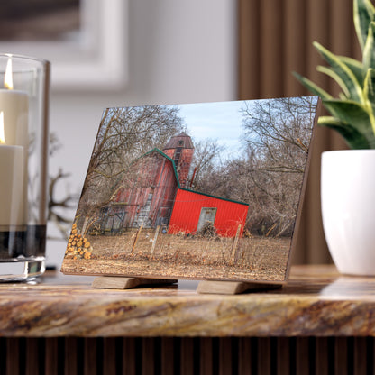 U R There Photography Bray Road Hidden Barnyard Red I Rustic Farmhouse Decorative Ceramic Tile