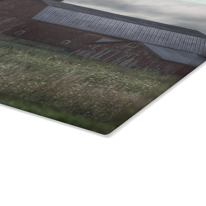 U R There Photography Glover Road Reds Rustic Farmhouse Tempered-Glass Cutting Board