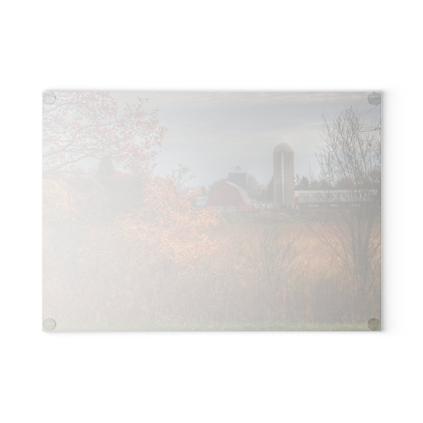 U R There Photography Vienna Road Red and Silo Rustic Farmhouse Tempered-Glass Cutting Board