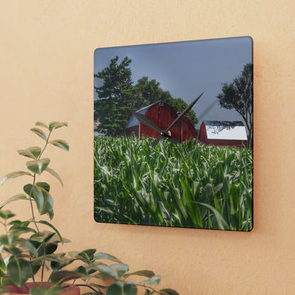 U R There Photography Shoemaker Reds Rustic Farmhouse Acrylic Analog Wall Clock